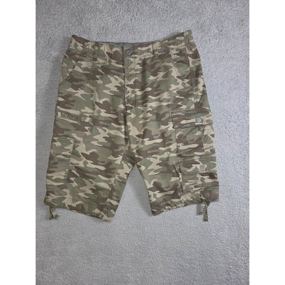 George Shorts Mens 36x14 Camo Cargo‎ Stretch Multi Pocket Drawstring Cotton NWOT